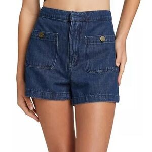 FRAME Patch Pocket Denim Trouser Shorts in Cleopatra